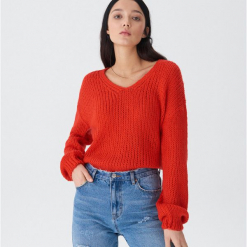 Sweter z bufiastymi rękawami - Pomarańczo. Szare bez kategorii marki House, s. Za 79,99 zł.