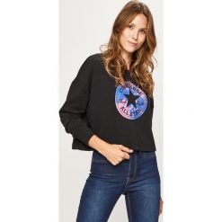 Converse - Bluza. Czarne bluzy damskie Converse, m, z nadrukiem, z elastanu, bez rękawów, bez kaptura. W wyprzedaży za 169,90 zł.