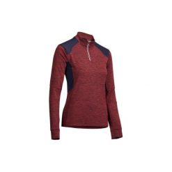 Koszulka polo jeździecka 500 Warm damska. Czerwone koszulki damskie FOUGANZA, bez wzorów, z elastanu, bez rękawów. Za 69,99 zł.