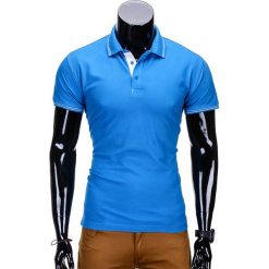 KOSZULKA MĘSKA POLO BEZ NADRUKU S666 - NIEBIESKA. Niebieskie koszulki polo Ombre Clothing, m, z nadrukiem, z bawełny. Za 39,00 zł.