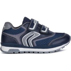 Geox - Buty dziecięce. Niebieskie trampki chłopięce Geox, bez wzorów, ze skóry, sportowe, bez zapięcia. Za 239,90 zł.