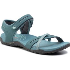 Sandały MERRELL - Terran Cross II J95336 Blue Smoke. Niebieskie klapki damskie Merrell, bez wzorów, ze skóry, bez obcasa. W wyprzedaży za 239,00 zł.