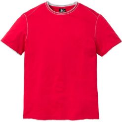 T-shirt z brzegami bez obszycia bonprix czerwony. Czerwone koszulki męskie bonprix, s, bez wzorów, z kontrastowym kołnierzykiem, bez rękawów. Za 34,99 zł.