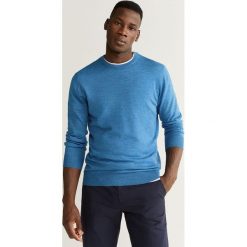 Mango Man - Sweter Willy. Niebieskie swetry męskie Mango Man, l, bez wzorów, z wełny, z okrągłym kołnierzem, bez kaptura. W wyprzedaży za 99,90 zł.