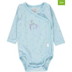Body (2 szt.) w kolorze błękitnym. Niebieskie body niemowlęce z nadrukiem, z bawełny. W wyprzedaży za 49,95 zł.