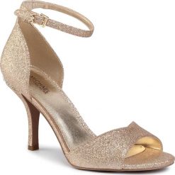 Sandały MICHAEL MICHAEL KORS - Malinda Sandal 40R0MLHA1D Sand. Żółte klapki damskie MICHAEL Michael Kors, z aplikacjami, ze skóry ekologicznej, bez obcasa, na obcasie. Za 779,00 zł.