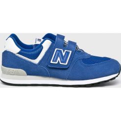 New Balance - Buty dziecięce YV574ES. Niebieskie trampki chłopięce New Balance, bez wzorów, ze skóry, sportowe, bez zapięcia. W wyprzedaży za 199,90 zł.