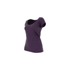 Koszulka krótki rękaw slim Gym & Pilates 500 damska. Fioletowe bluzki sportowe damskie DOMYOS, l, z bawełny. Za 19,99 zł.