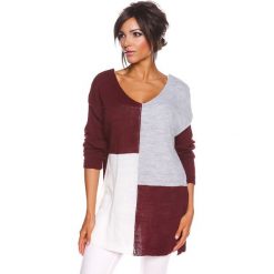 Sweter "Molly" w kolorze bordowo-szaro-białym. Bez kategorii marki 100% Maille, s, z okrągłym kołnierzem. W wyprzedaży za 108,95 zł.