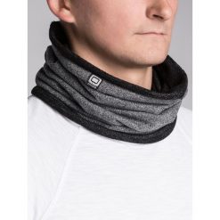 KOMIN MĘSKI A063 - GRAFIT/MELANŻ. Szare szaliki męskie marki Ombre Clothing, melanż, z bawełny. Za 14,99 zł.