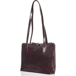 Torebki klasyczne damskie: Skórzana torebka w kolorze ciemnobrązowym – 33,5 x 26 x 9 cm
