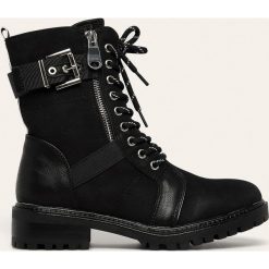 Answear - Workery Erynn. Czarne workery damskie ANSWEAR, z gumy, z okrągłym noskiem, bez obcasa, na obcasie, na sznurówki. W wyprzedaży za 119,90 zł.