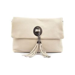 Kopertówki damskie: Skórzana kopertówka w kolorze beżowym – (S)32 x (W)24,5 x (G)8 cm