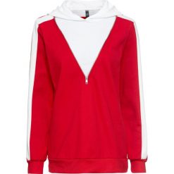 Bluza z zamkiem bonprix czerwono-biały. Czerwone bluzy damskie bonprix, bez wzorów, bez rękawów, bez kaptura. Za 42,99 zł.