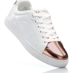 Sneakersy bonprix biało-miedziany. Białe buty sportowe damskie bonprix, bez wzorów, sportowe. Za 74,99 zł.