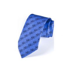 Krawat męski ROWERY. Niebieskie krawaty męskie marki HisOutfit, bez wzorów, z materiału. Za 129,00 zł.