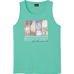 Tank top z nadrukiem bonprix miętowy z nadrukiem. Zielone koszulki męskie bonprix, xl, z nadrukiem, bez kołnierzyka, bez rękawów. Za 34,99 zł.