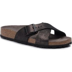 Klapki BIRKENSTOCK - Siena 1014377 Washed Metallic Antique Black. Czarne klapki damskie Birkenstock, bez wzorów, ze skóry, bez obcasa. Za 349,00 zł.