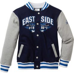 Bluza rozpinana "college" bonprix ciemnoniebiesko-jasnoszary melanż. Niebieskie bluzy męskie bonprix, bez wzorów, bez rękawów, bez kaptura. Za 74,99 zł.