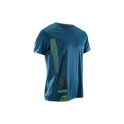 Koszulka fitness kardio krótki rękaw FTS120 męska. Niebieskie koszulki męskie DOMYOS, m, bez wzorów, z poliesteru, bez kołnierzyka, z krótkim rękawem, krótkie, na fitness i siłownię. W wyprzedaży za 24,99 zł.
