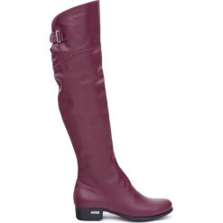 Kozaki - skóra naturalna - model 128 - kolor bordowy. Czerwone kozaki damskie Zapato, na co dzień, na zimę, z jeansu, eleganckie, przed kolano, na wysokim obcasie, na obcasie, bez zapięcia. W wyprzedaży za 367,50 zł.