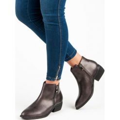 MODNE BOTKI DAMSKIE. Szare botki damskie na zamek SWEET SHOES. Za 69,00 zł.