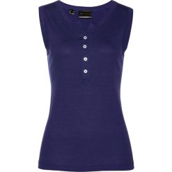 Top bonprix ciemnoniebieski. Zielone topy sportowe damskie marki bonprix, z kołnierzem typu henley. Za 27,99 zł.