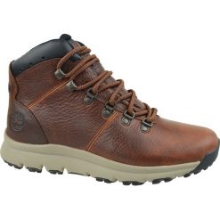 Timberland World Hiker Mid A213Q buty zimowe, trzewiki męskie brązowe 41,5. Pomarańczowe trapery męskie Timberland, na zimę, ze skóry, za kostkę, na sznurówki. W wyprzedaży za 479,99 zł.