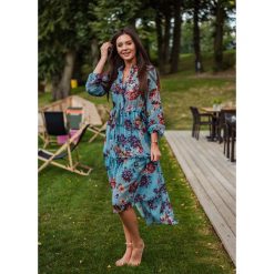 Sukienka Helen blue - UNI. Niebieskie sukienki damskie Fanaberia.com, uniwersalny, bez wzorów, z materiału, bez kołnierzyka, bez rękawów. Za 199,00 zł.