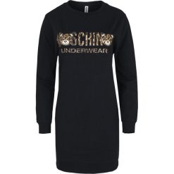 Sukienka Moschino Underwear. Czarne kombinezony damskie Moschino Underwear, bez wzorów, z włoskim kołnierzykiem, bez rękawów. Za 639,00 zł.