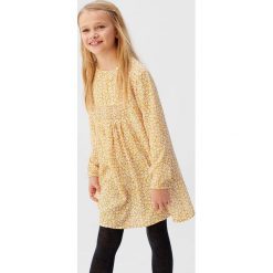 Mango Kids - Sukienka dziecięca Wedin 110-164 cm. Żółte sukienki dziewczęce Mango Kids, w kwiaty, z wiskozy, z długim rękawem, długie, mini, rozkloszowane. W wyprzedaży za 69,90 zł.