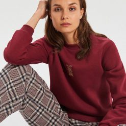 Bluza z motywem - Fioletowy. Fioletowe bluzy damskie Cropp, s, bez wzorów, bez rękawów, bez kaptura. Za 59,99 zł.