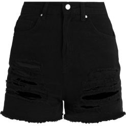 Bermudy damskie: Missguided HIGH WAISTED SHREDDED Szorty jeansowe black