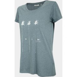 T-shirt damski TSD617 - denim melanż - Outhorn. Koszulki damskie Outhorn, bez wzorów, z denimu, bez kołnierzyka, bez rękawów. Za 39,99 zł.