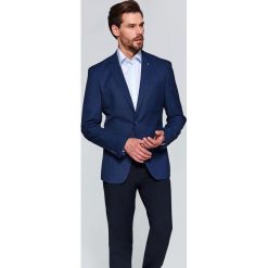 Marynarka dopasowana strukturalna. Niebieskie marynarki męskie na zimę, m, eleganckie. W wyprzedaży za 149,99 zł.