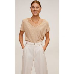 Mango - T-shirt Fonty. Różowe bluzki damskie Mango, s, bez wzorów, z poliesteru, casualowe, bez kołnierzyka, z krótkim rękawem. Za 79,90 zł.