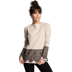 CARLY Bluzka z koronką - beżowa. Brązowe bluzki damskie BE, s, w koronkowe wzory, z jeansu, eleganckie, z klasycznym kołnierzykiem, bez rękawów. Za 149,00 zł.