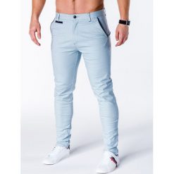 Chinosy męskie: SPODNIE MĘSKIE CHINO P646 – JASNONIEBIESKIE