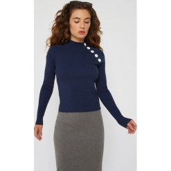Sweter w kolorze granatowym. Niebieskie swetry damskie Rodier, prążkowane, klasyczne. W wyprzedaży za 159,95 zł.