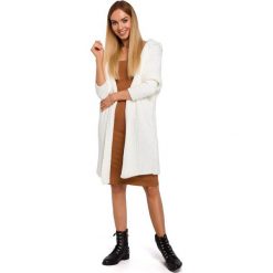 Kardigan oversize z kapturem - ecru. Swetry damskie Moe, s, bez wzorów, z poliamidu, eleganckie, bez rękawów, długie, z kapturem. Za 189,00 zł.