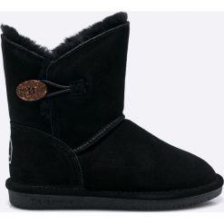 Bearpaw - Botki. Czarne botki damskie na obcasie marki Bearpaw, ze skóry, z okrągłym noskiem. W wyprzedaży za 249,90 zł.