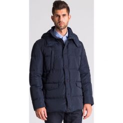 Granatowa puchowa kurtka Trussardi Jeans. Niebieskie płaszcze męskie m, z jeansu. Za 509,70 zł.