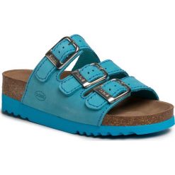 Klapki SCHOLL - Rio Ad F23012 2173 350 Total Turquoise. Niebieskie klapki damskie Scholl, bez wzorów, ze skóry, bez obcasa. Za 259,00 zł.