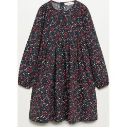 Mango Kids - Sukienka dziecięca Amelia 110-164 cm. Niebieskie sukienki dziewczęce Mango Kids, w kwiaty, z bawełny, z długim rękawem, długie, mini, rozkloszowane. Za 119,99 zł.