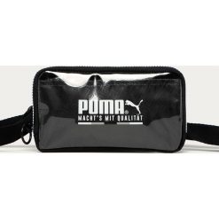 Puma - Saszetka. Czarne nerki damskie Puma, w paski, z poliesteru, małe, z nadrukiem, bez dodatków. Za 129,90 zł.