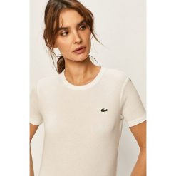 Lacoste - T-shirt. Białe bluzki damskie Lacoste, bez wzorów, z bawełny, casualowe, z okrągłym kołnierzem, z krótkim rękawem. Za 259,90 zł.