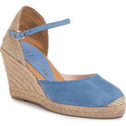 Espadryle UNISA - Castilla 20 Ks Azure Ksde Ss. Niebieskie espadryle damskie Unisa, bez wzorów, ze skóry, bez obcasa, na obcasie. Za 349,00 zł.
