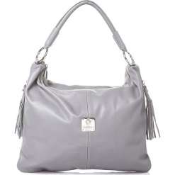 Skórzana torebka w kolorze szarym - 36 x 26 x 15 cm. Szare torebki klasyczne damskie I MEDICI FIRENZE, w paski, z materiału. W wyprzedaży za 391,95 zł.