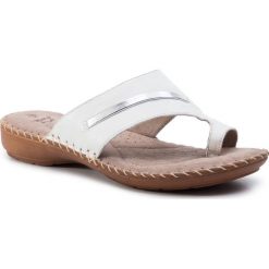 Japonki JANA - 8-27108-22 White 100. Białe klapki damskie Jana, z aplikacjami, ze skóry, bez obcasa. W wyprzedaży za 139,00 zł.