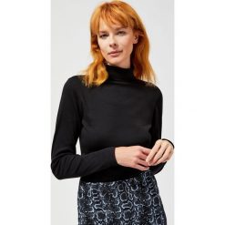 Bluzka typu golf. Czarne bluzki damskie Moodo, xs, bez wzorów, z elastanu, z golfem, z długim rękawem. Za 29,99 zł.